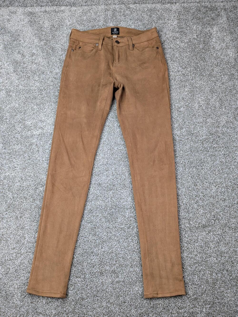 Just Black Pants Womens 27 Camel Brown Faux Suede Microsuede USA